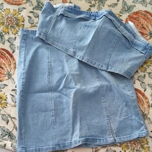 SHEIN Light Blue Denim Skirt Set